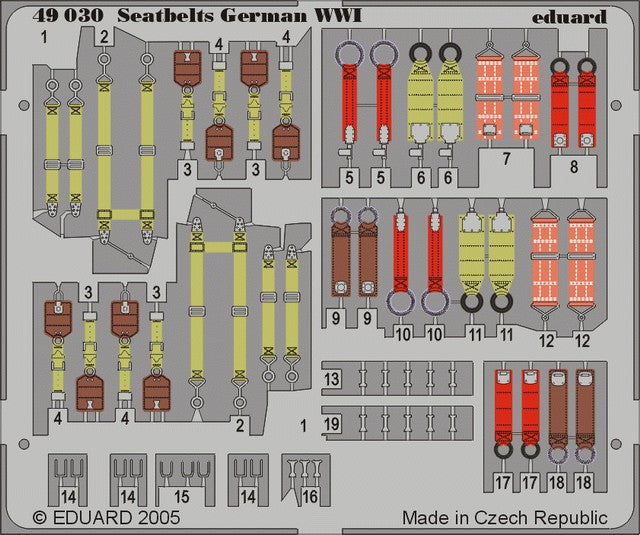 Eduard 49030 1/48 Aircraft- Seatbelts German WWI (Painted)