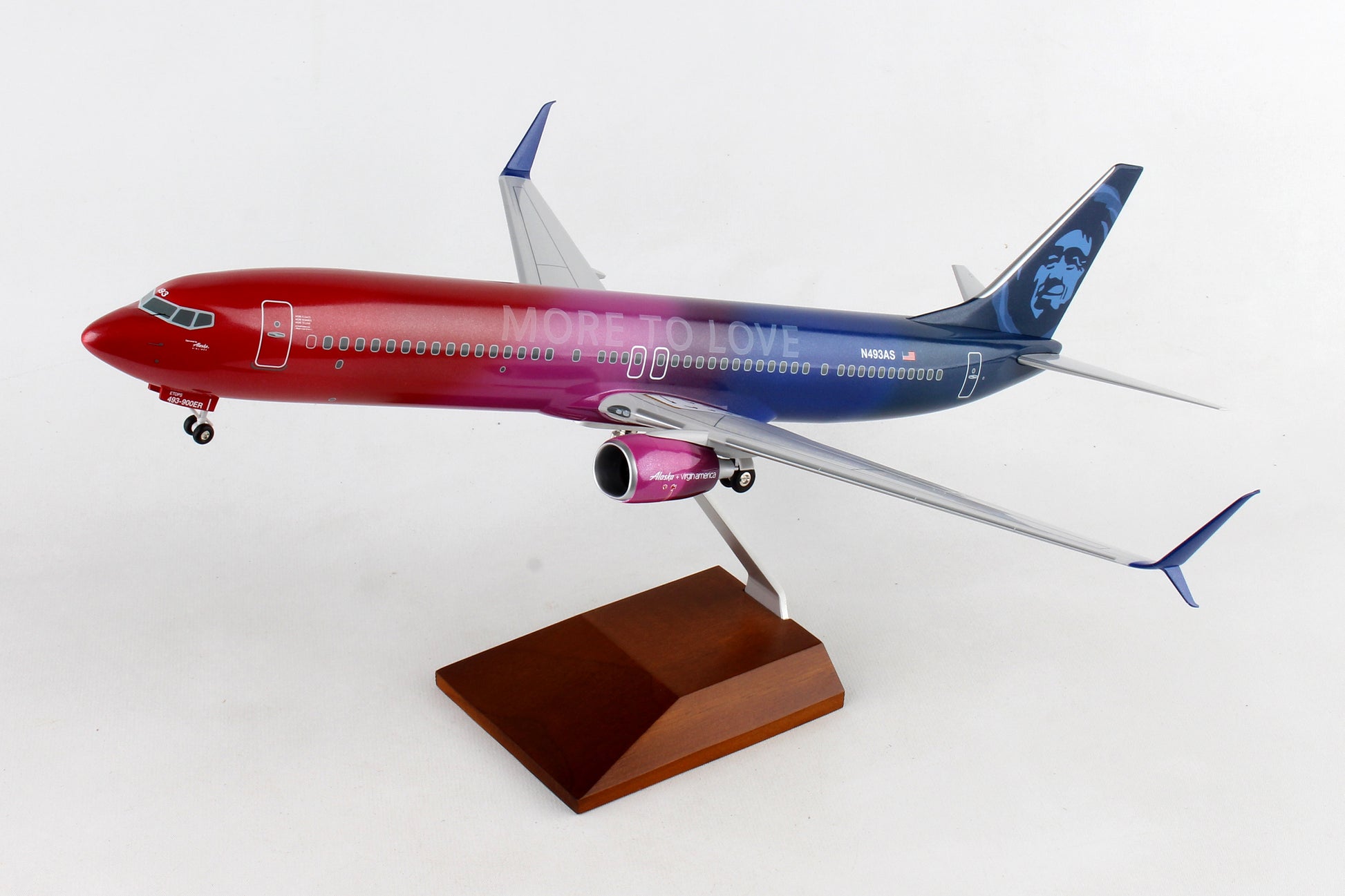 Skymarks Supreme SKR8269 Skymarks Alaska 737-900 1/100 More To Love W/Wood Stand&Gear