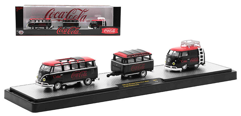 M2Machines 56000-TW11-B 1/64 Scale Coca-Cola - 1960 Volkswagen Microbus Deluxe USA Model