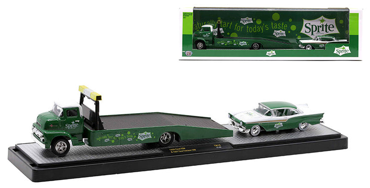 M2Machines 56000-TW18-C 1/64 Scale Sprite - 1956 Ford COE and 1957 Ford