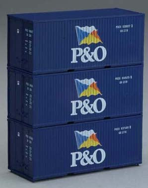 Piko 56200 HO Scale 1/87 Container 20' P&O (3 Pcs)