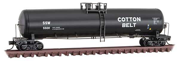 Micro Trains Line 11000510 N Scale 56' General-Service Tank Car - Ready to Run -- Cotton Belt SSW 55011 (black)