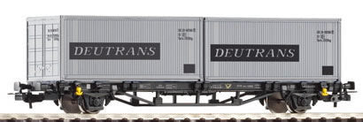 Piko 57747 HO Scale 1/87 Flatcar w/2x Containers Deutrans DR IV