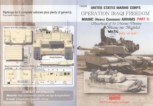 Echelon Decals 35026 1/35 USMC M1A1HC Abrams Pt3