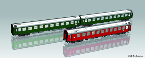 Piko 58221 HO Scale 1/87 3-Car Passenger Set "Y-Cars D 300" DR IV Set 2