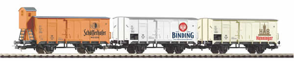 Piko 58364 HO Scale 1/87 3-Car Set Beer Reefers Frankfurt Breweries DB III