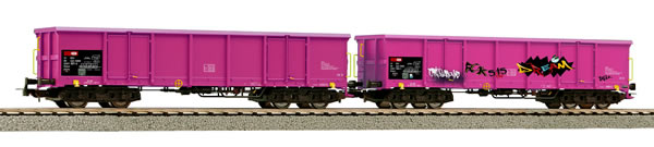 Piko 58393 HO Scale 1/87 2-Car Set Gondolas Eaos (1 car w/graffiti) SBB VI