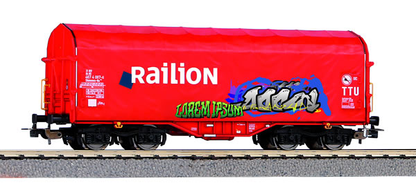 Piko 58981 HO Scale 1/87 Tarp Car w/Graffiti Railion NS V