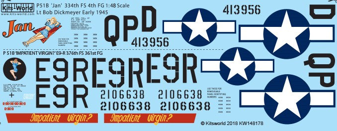 Warbird Decals Kits World 148178 1/48 P51D/B Jan, Impatient Virgin
