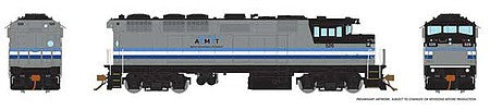 Rapido Trains 19024 HO Scale GMD F59PH - Standard DC -- AMT Montreal 532 (silver, blue, white, black)