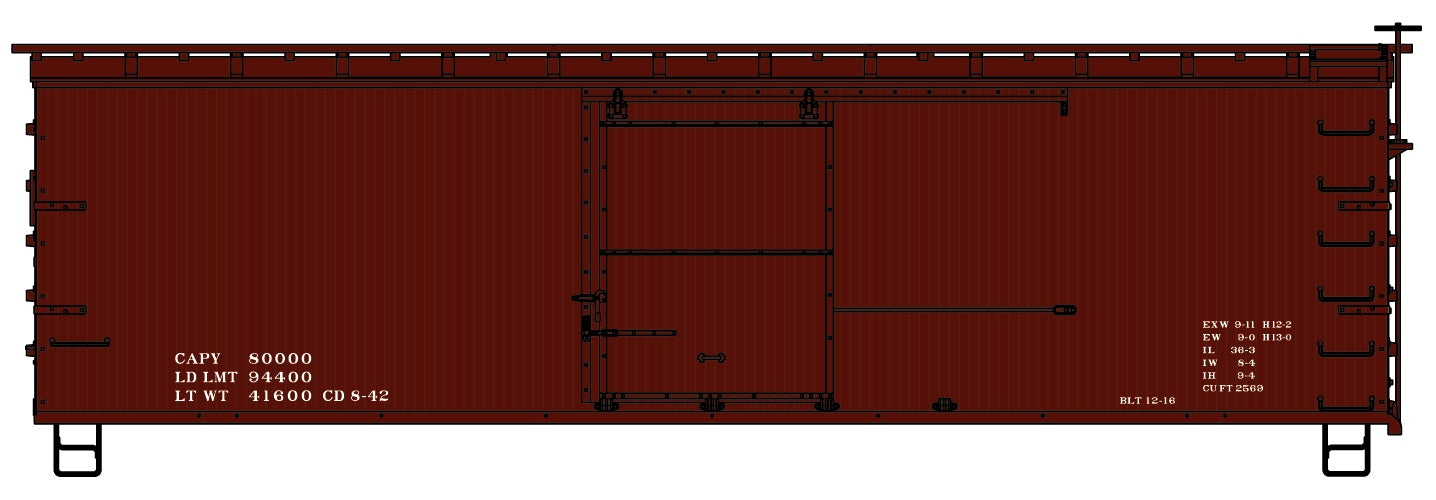 Accurail 1797 Ho 36'Dbl Sht Wood Boxcar Data