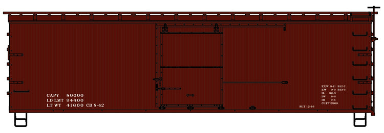 Accurail 1797 Ho 36'Dbl Sht Wood Boxcar Data