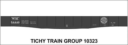 Tichy Trains 10323 HO Scale Railroad Decal Set -- Western Maryland 1939 52' Steel Gondola with Fishbelly Sill