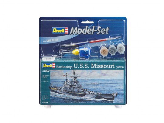 Revell 65128 1/1200 USS Missouri Battleship WWII w/paint & glue