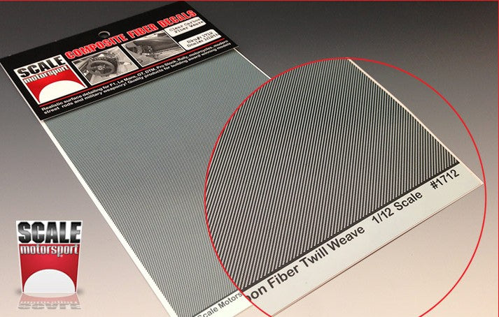 Scale Motorsport 1712 1/12 Carbon Fiber Twill Weave Clear Waterslide Decal