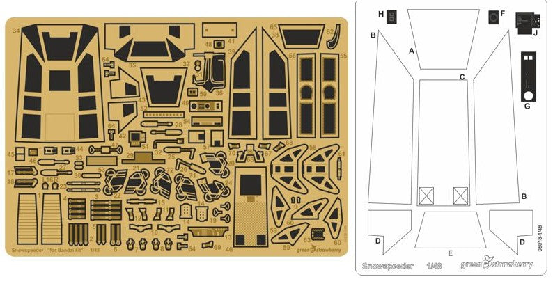 Green Strawberry 5018 1/48 Star Wars Empire Strikes Back Snowspeeder Detail Set for BAN (Photo-Etch)