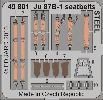 Eduard 49801 1/48 Aircraft- Seatbelts Ju87B1 Steel for ARX (Painted)