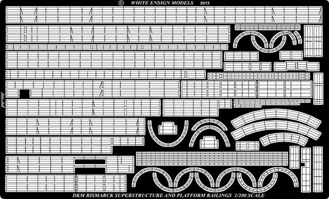 White Ensign Models 2010 1/200 Bismarck Railings for TSM (D)