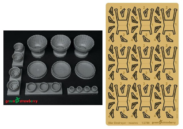 Green Strawberry 3417 1/2700 Star Wars Star Destroyer Engine Bells Detail Set for RMX (Photo-Etch & Resin)