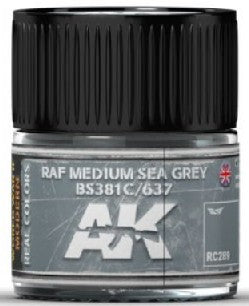 AK Interactive RC289 Real Colors: RAF Medium Sea Grey BS381C/637 Acrylic Lacquer Paint 10ml Bottle