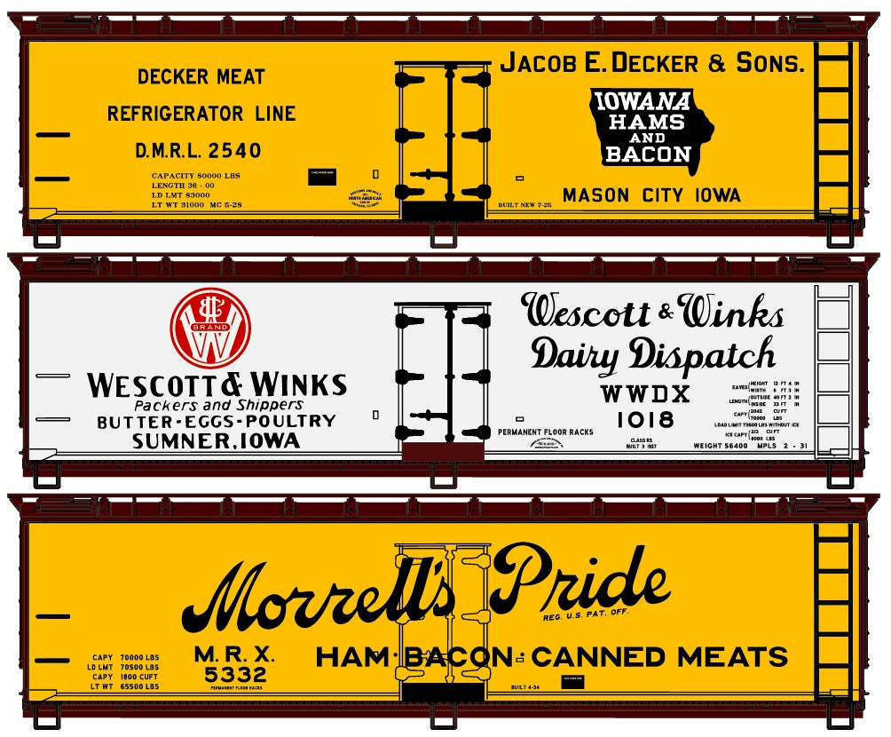 Accurail 8079 Ho 40'Wood Reefer Ltd 3#Set