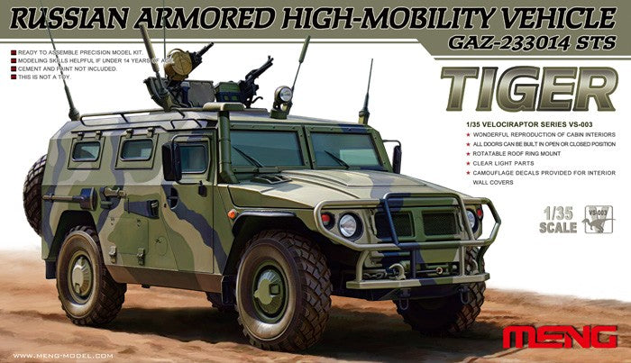 Meng Model Kits VS3 1/35 GAZ233014 STS Tiger Russian Armored High-Mobility Vehicle