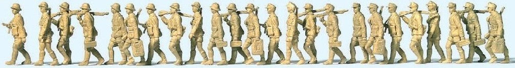 Preiser 16626 HO Unpainted German Africa Corps Marching 1941-43 (24) Kit)