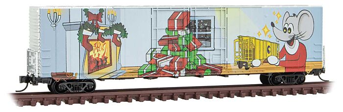 Micro Trains Line 10200170 N Scale 60' Excess-Height Double-Door Boxcar - Ready to Run -- 2021 Micro-Mouse Christmas Car