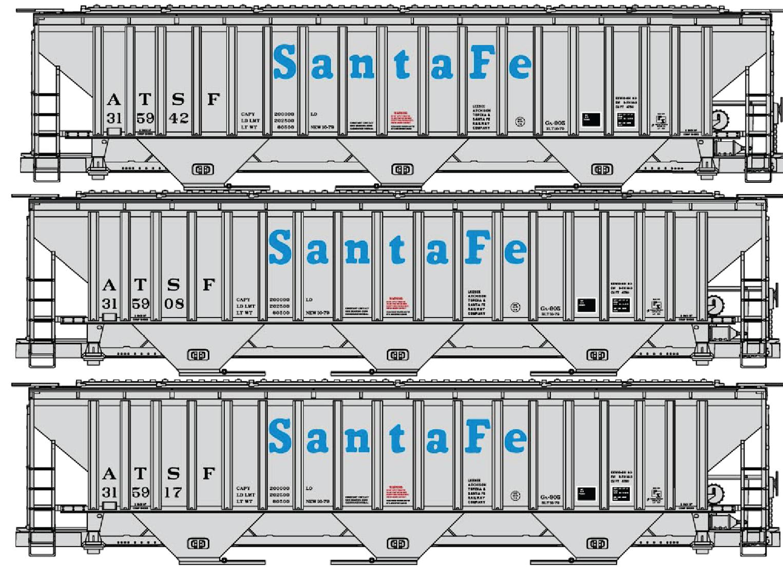 Accurail 8071 Ho Ps 4750 Cvd Hopper Atsf 3#S