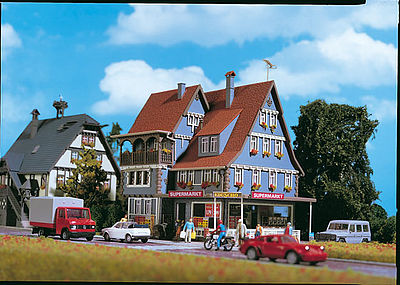 Vollmer 43660 HO Scale Supermarket -- Kit - 6-5/8 x 5-1/2" 16.8 x 14cm