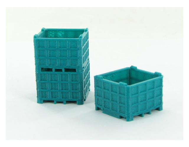 3D To Scale 64-252-BG 1/64 Scale Plastic Bin Pallet - Bluegreen 3 Pack