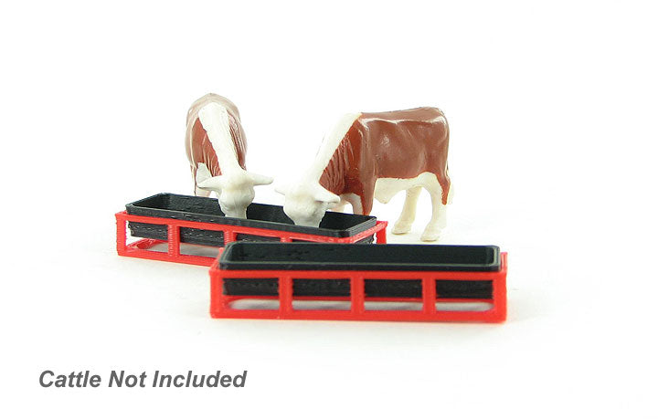 3D To Scale 64-302-R 1/64 Scale Livestock Feed Trough - 2 pack red/black
