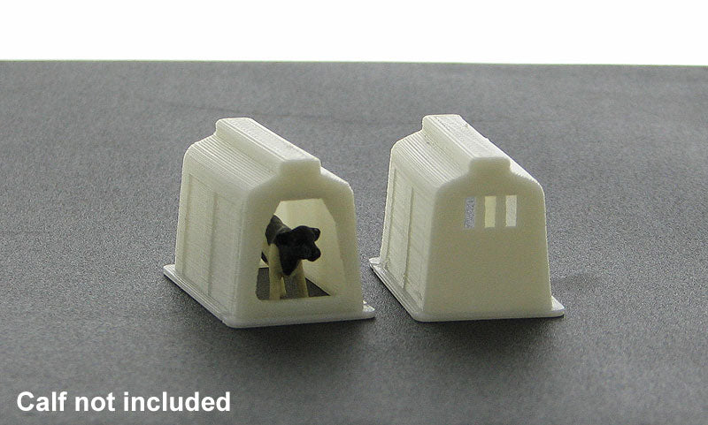 3D To Scale 64-335-WT 1/64 Scale Poly Calf Shelter - White 2 Pack