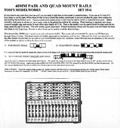 Toms Model Works 3516 1/350 40mm Pair & Quad Mount Rails & Shields for US Destroyers & Battleships (D)