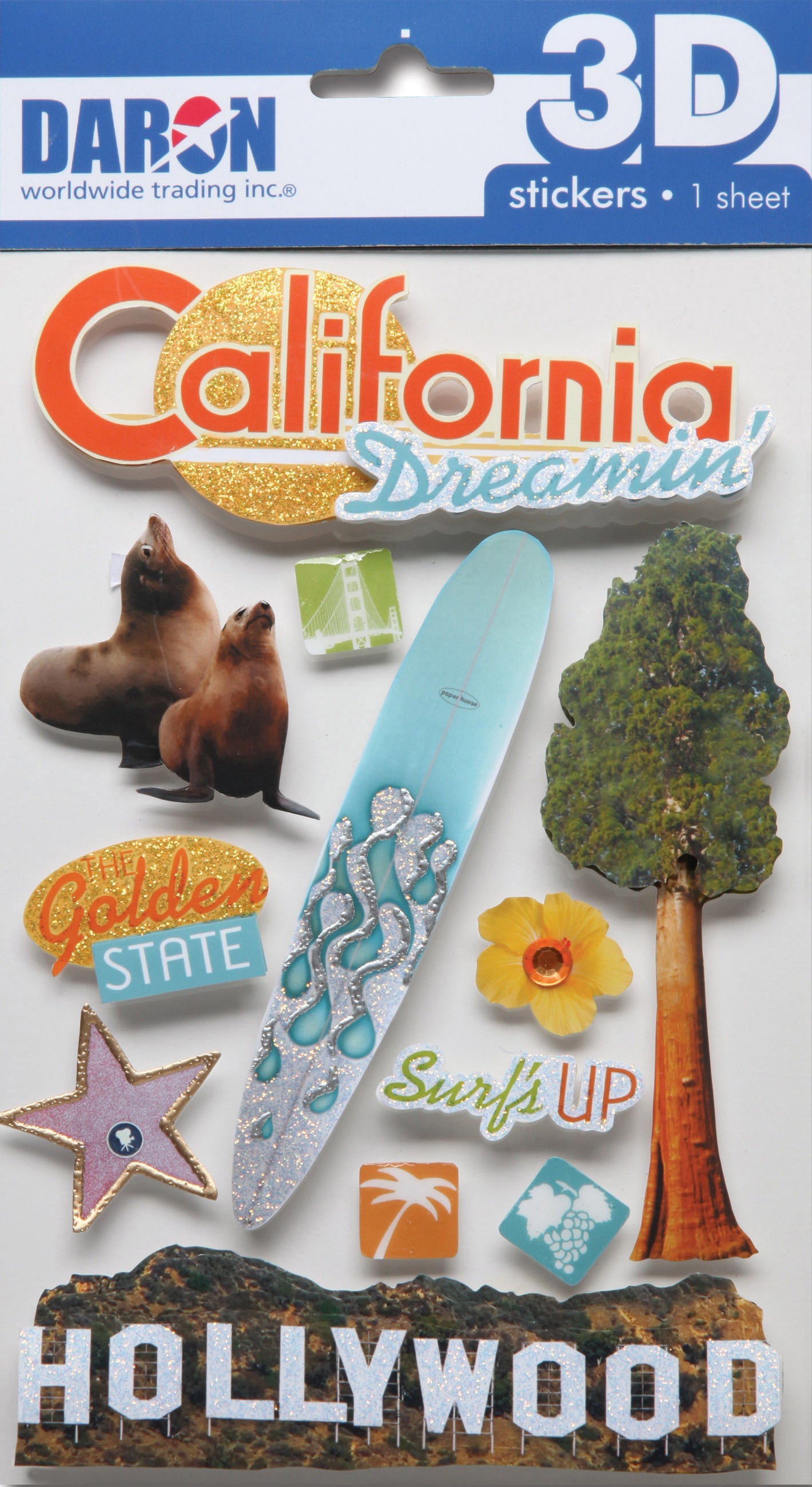 Daron 3D Sticker Sets PP3780 3D Sticker Set-California Dreamin (**)