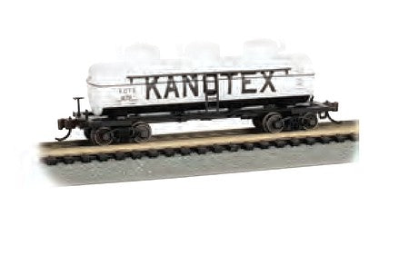 Bachmann 17113 HO Scale 40' 3-Dome Tank Car - Ready to Run - Silver Series(R) -- Kanotex 879 (white, black, Billboard Lettering)