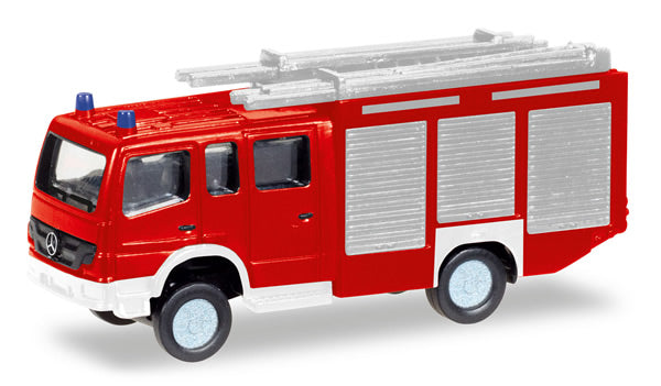 Herpa 66716 N Scale Mercedes-Benz Atego Fire Truck - Assembled -- Red, Silver