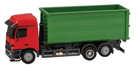 Faller 161493 HO Scale Mercedes-Benz Actros roll-Off Container Truck - Car System -- Red, Green