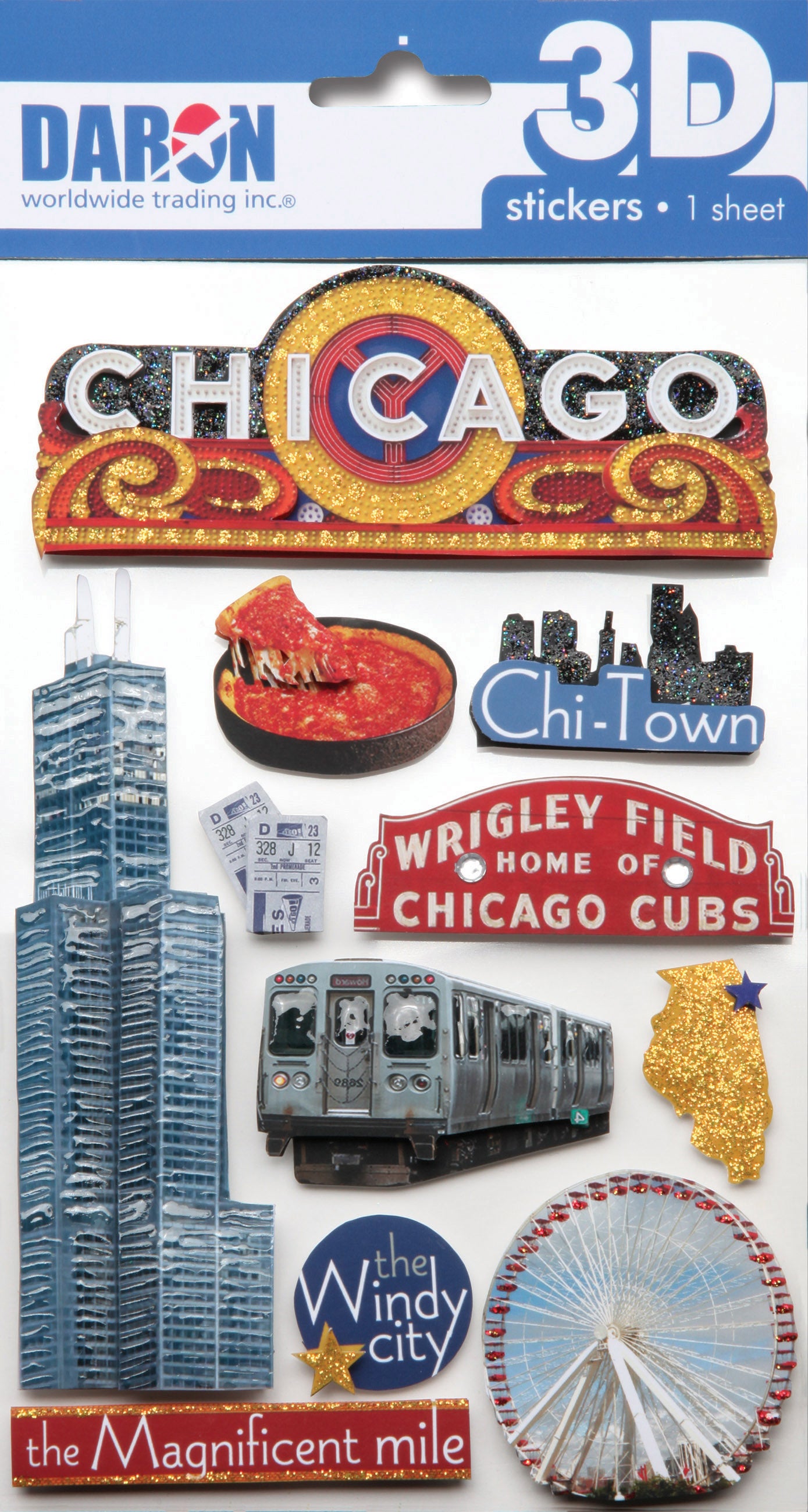 Daron 3D Sticker Sets PP3890 3D Sticker Set-Chicago (**)