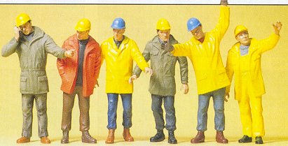 Preiser 68214 18264 Scale 1/50 Scale Figures -- Modern Workmen w/Outdoor Clothing pkg(6)