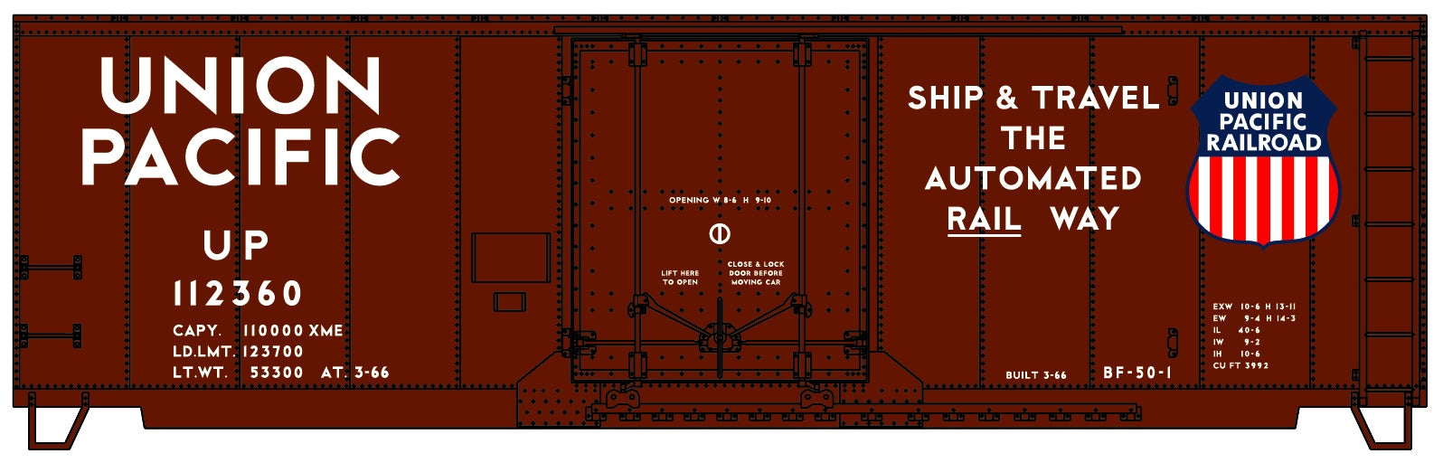 Accurail 3128 Ho Pd 40'Steel Boxcar Up