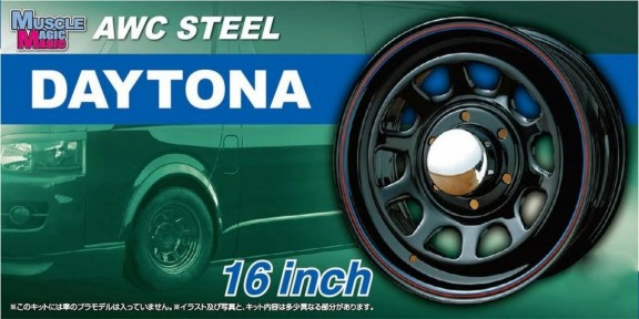 Aoshima 54284 1/24 Muscle Magic AWC Steel Daytona 16” Tire & Wheel Set (4)