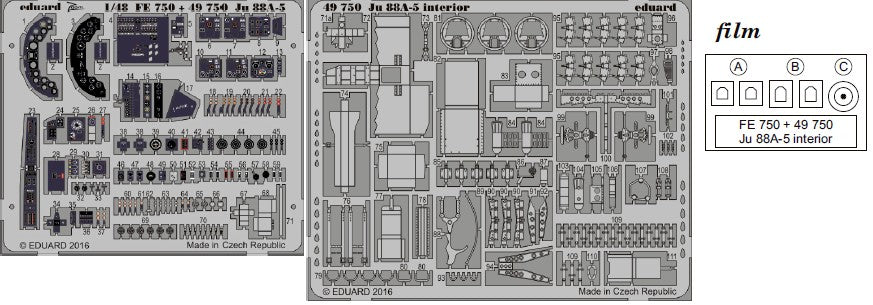 Eduard 49750 1/48 Aircraft- Ju88A5 Interior for ICM (Painted) (D)