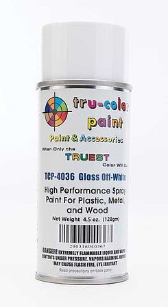 Tru-Color Paint 4036 All Scale Aerosol Spray Paint 4.5oz 135ml Can -- Gloss Off-White