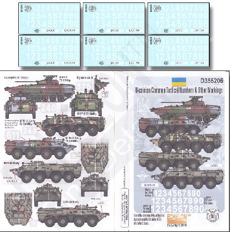 Echelon Decals 356206 1/35 Ukraine Common Tactical Numbers & Other Markings