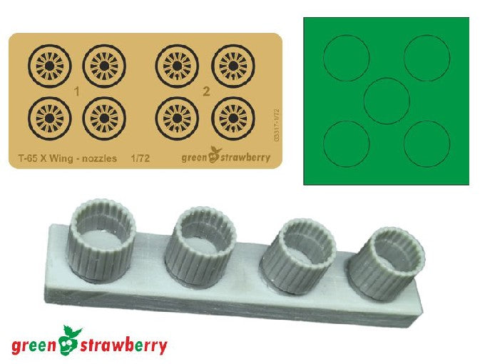 Green Strawberry 3317 1/72 Star Wars T65 X-Wing Fighter Nozzles Detail Set for BAN (Mask, Photo-Etch & Resin)