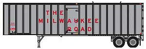 Trainworx 4043409 N Scale Flexi-Van 40' Exterior-Post Semi Trailer with Curb Door - Assembled -- Milwaukee Road 9 (silver, red, Spelled-Out Roadname)