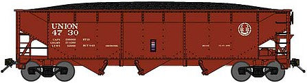 Bluford Shops 73961 N Scale 70-Ton Offset-Side 3-Bay Hopper with Load - Ready to Run -- Union Railroad (Boxcar Red)