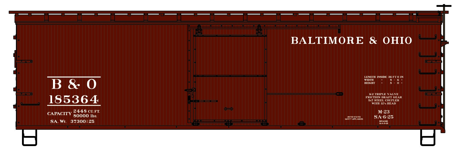 Accurail 1702 Ho 36'Dbl Sh Wood Boxcar B&O