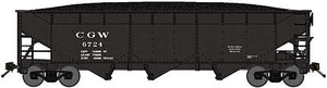 Bluford Shops 74012 N Scale 70-Ton Offset-Side 3-Bay Hopper with Load 2-Pack - Ready to Run -- Chicago Great Western (black, Reporting Marks Only)